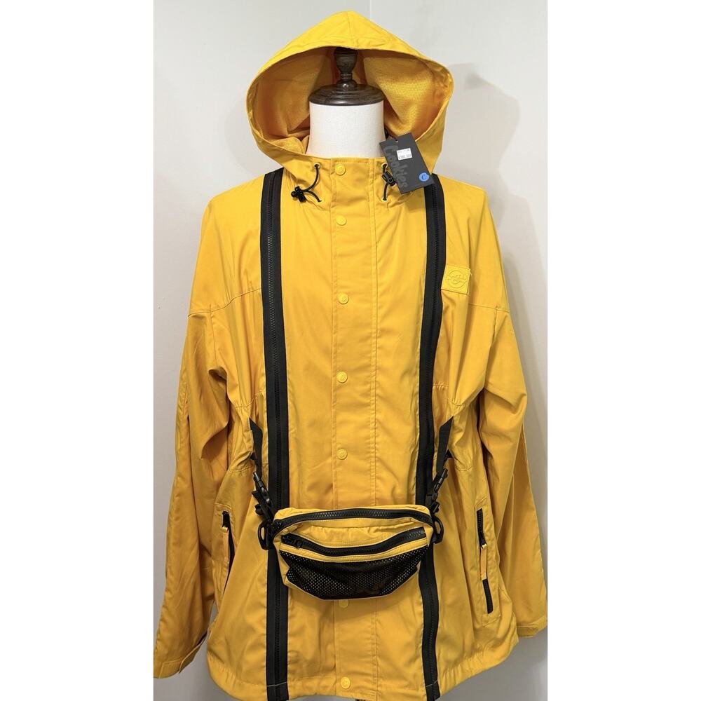 NEW Cookies Yellow Rain Jacket With Detachable Fanny Cargo Bag Pack 2XL NWT $380